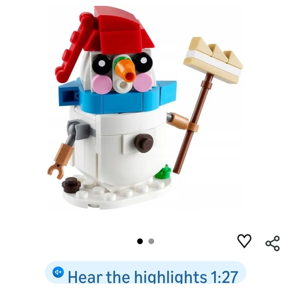 Lego Snowman Set with Red, Blue, and White Pieces